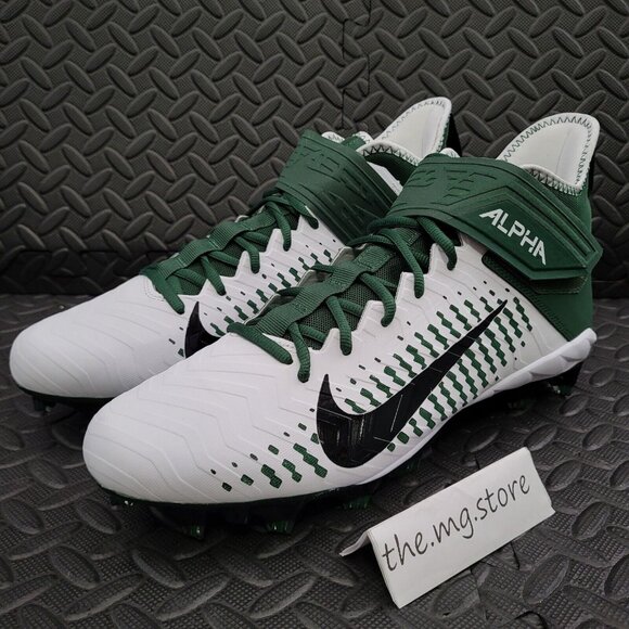 Nike Alpha Menace Pro 2 Mid Football Cleats White Green BV3945-107 Men's Sz 12.5 - Picture 2 of 7